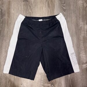 Vintage Nike Shorts Mens Medium Swim Trunks Mesh Lined Drawstring Y2K Black Gray